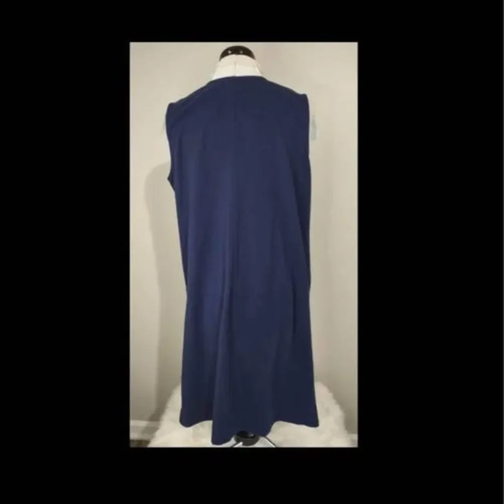 Large petite Talbots Navy Blue Shift Dress Sleeveless with Shoulder Buttons C261